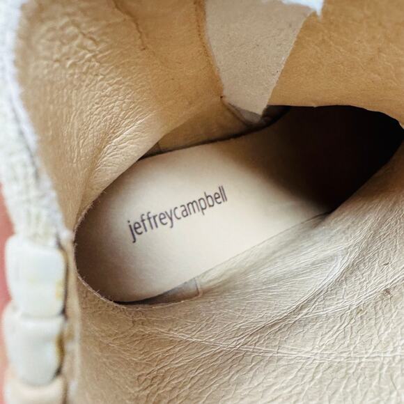 effrey Campbell Peace Out Square Toe Booties Size 8.5 Beige Suede Block Heel - Picture 13 of 15